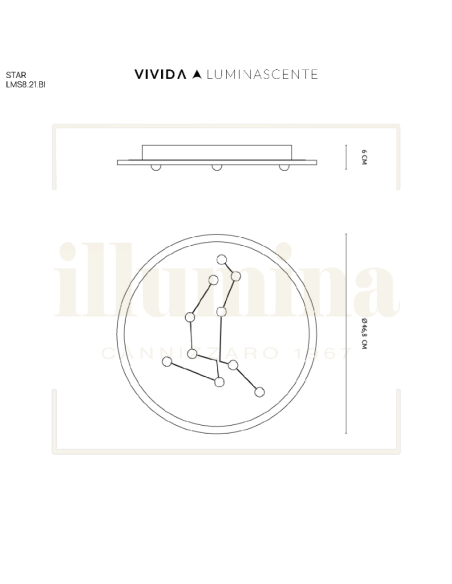 PLAFONIERA STAR Ø46 BIANCO