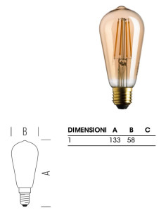 LAMPADA EDISON AMBRA E27 7W 2500K (55W) 2