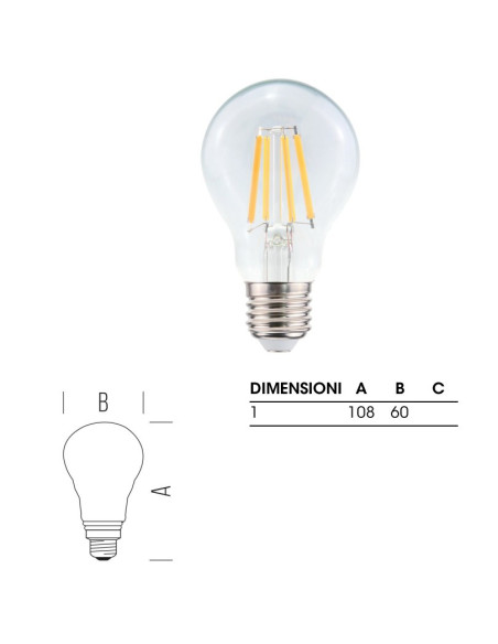 LAMPADINA E27 8W 3000K (60W)