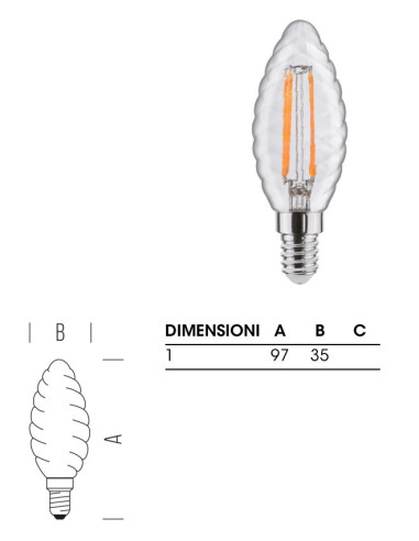 LAMPADINA TORTIGLIONE  E14 4,5W 2700K (40W)