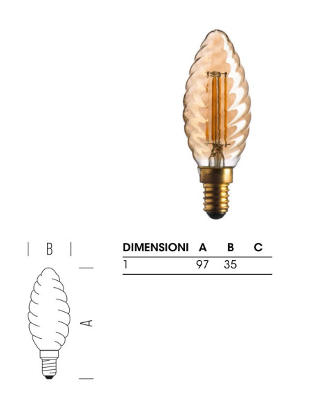 LAMPADINA TORTIGLIONE GOLD E14 4,5W 2500K (37W)