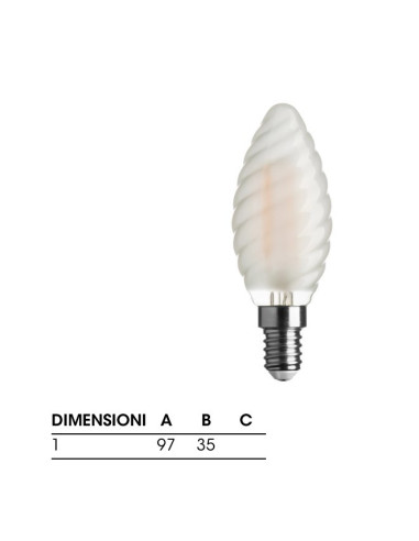 LAMPADINA TORTIGLIONE SATINATO E14 4,5W 2700K (40W)