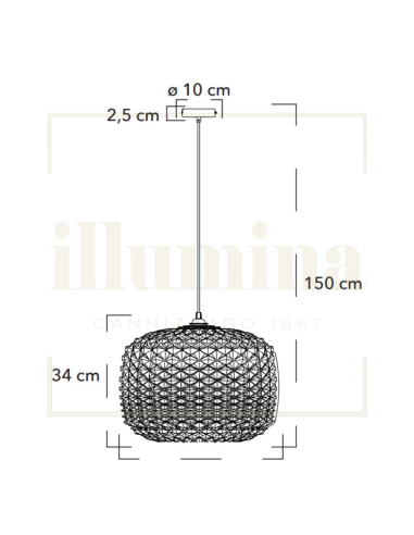 SOSPENSIONE ASHFORD FUME' 40 CM