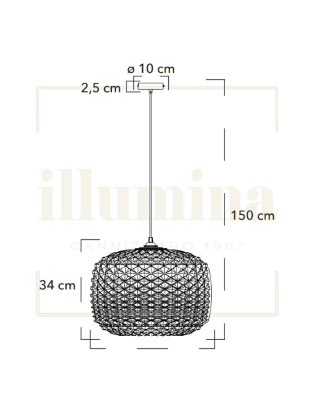 SOSPENSIONE ASHFORD FUME' 40 CM