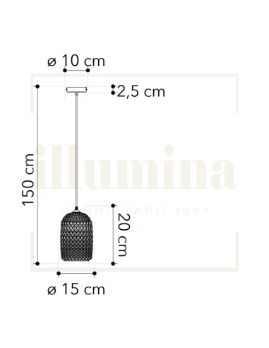SOSPENSIONE ASHFORD AMBRA 15 CM