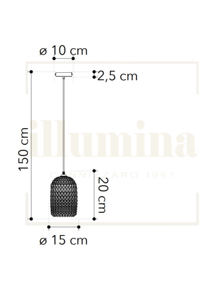 SOSPENSIONE ASHFORD AMBRA 15 CM