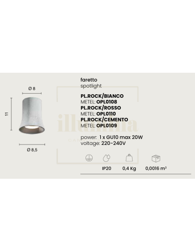 PLAFONIERA ROCK CEILING BIANCO