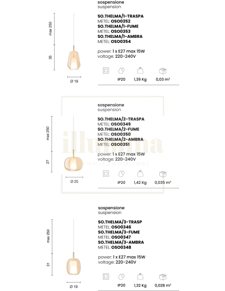 SOSPENSIONE THELMA 3 TRASPARENTE
