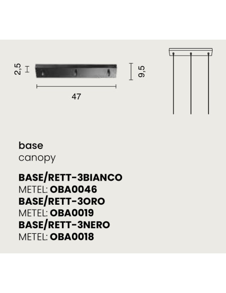 BASE 3 FORI RETTANGOLARE NERO