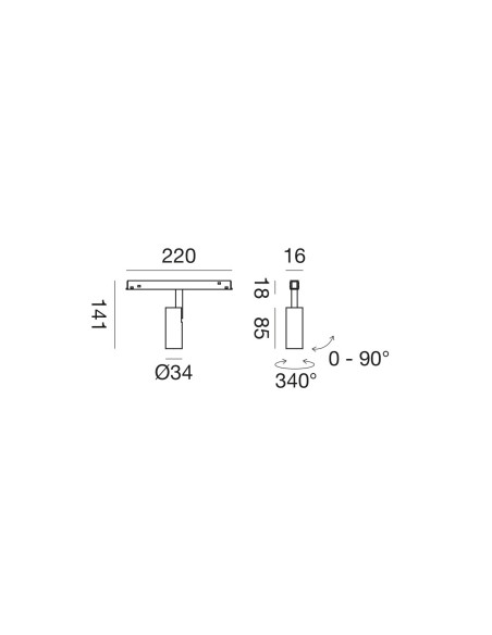 SPOT ORIENTABILE PER BINARIO GFA1340 8W BIANCO
