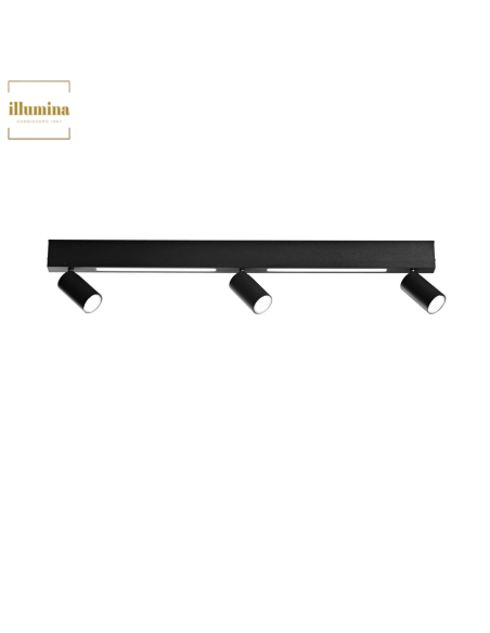 PLAFONIERA ORIENTED NERO LED 3XGU10 + 2X8W LED