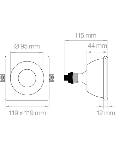FARETTO IN GESSO ROTONDO SVASATO H 56 mm
