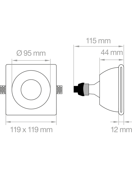 FARETTO IN GESSO ROTONDO SVASATO H 56 mm