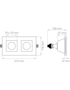 FARETTO IN GESSO DOPPIO QUADRATO 2