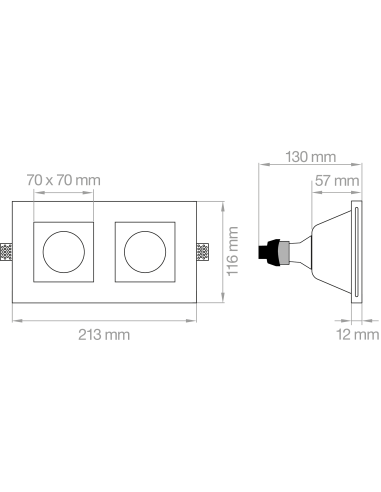FARETTO IN GESSO DOPPIO QUADRATO