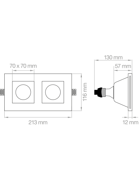 FARETTO IN GESSO DOPPIO QUADRATO
