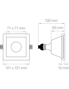 FARETTO IN GESSO H 63 MM CON VETRO 2