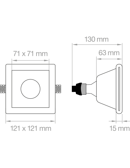 FARETTO IN GESSO H 63 MM CON VETRO