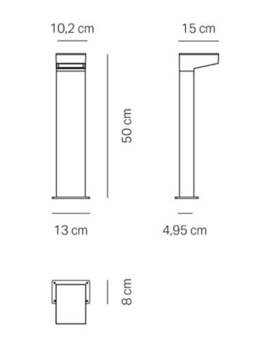 PALETTO FORWARD LED H 500MM SALVIA