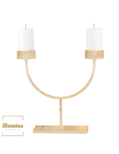 LAMPADA DA TAVOLO RICARICABILE PERPETUA DOUBLE FOGLIA ORO