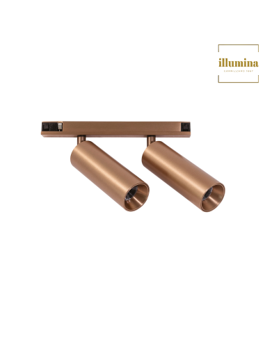 SPOT DOPPIO 2X8W PER BINARIO DECORATIVO CHAMPAGNE