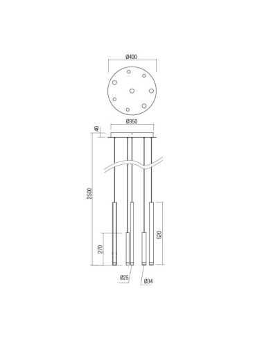 SOSPENSIONE MADISON 8X4W BASE ROTONDA NERO