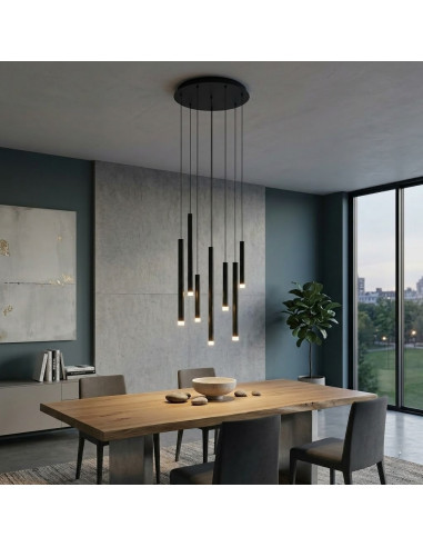 SOSPENSIONE MADISON 8X4W BASE ROTONDA NERO