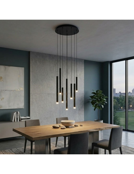 SOSPENSIONE MADISON 8X4W BASE ROTONDA NERO