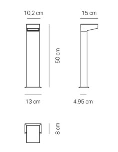 PALETTO FORWARD LED H 500MM CORTEN 2