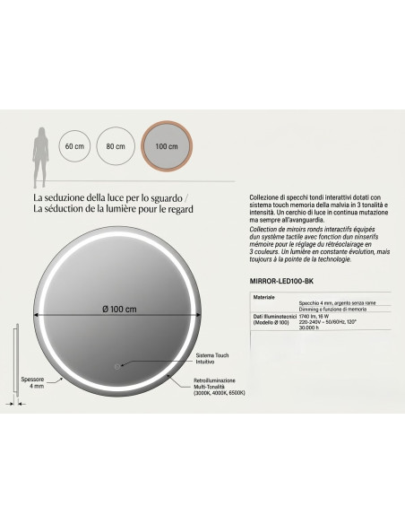 SPECCHIO EYETECH RETROILLUMINATO DIAM. 100