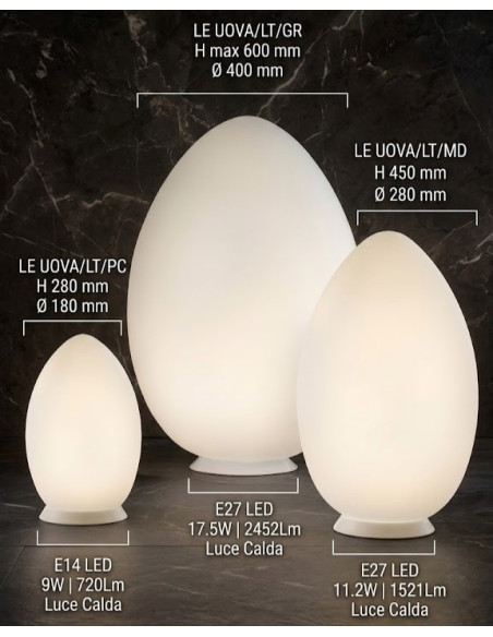 LAMPADA DA TAVOLO LE UOVA MEDIA BIANCO