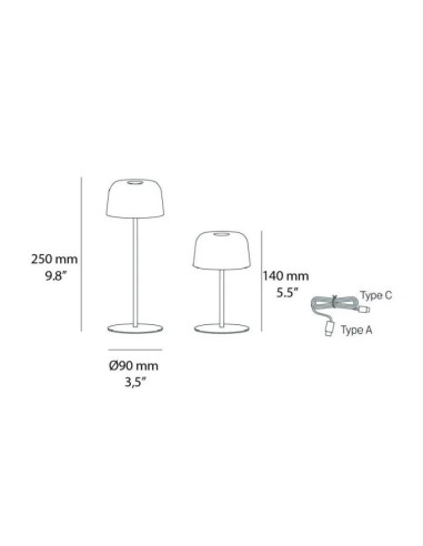 LAMPADA DA TAVOLO RICARICABILE 1+1 BIANCO