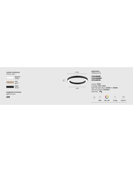 PLAFONIERA GLOBUS BIANCO 100CM 80W