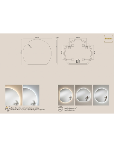 SPECCHIO RETROILLUMINATO ALBA D. 100CM