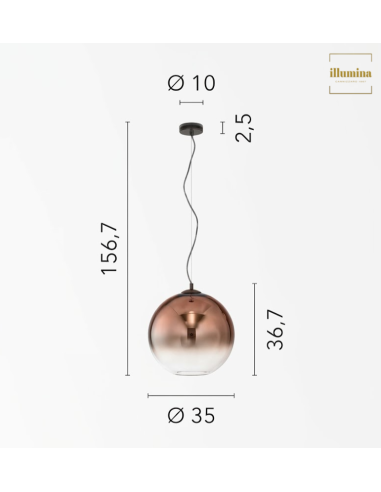 SOSPENSIONE MARTE RAME 35CM E27