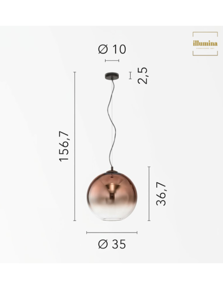 SOSPENSIONE MARTE RAME 35CM E27