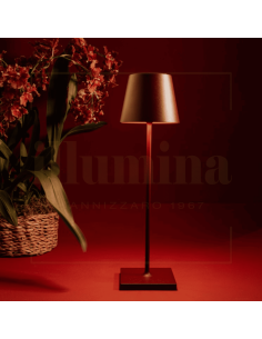LAMPADA DA TAVOLO RICARICABILE POLDINA PRO ROSSO BORDEAUX 2