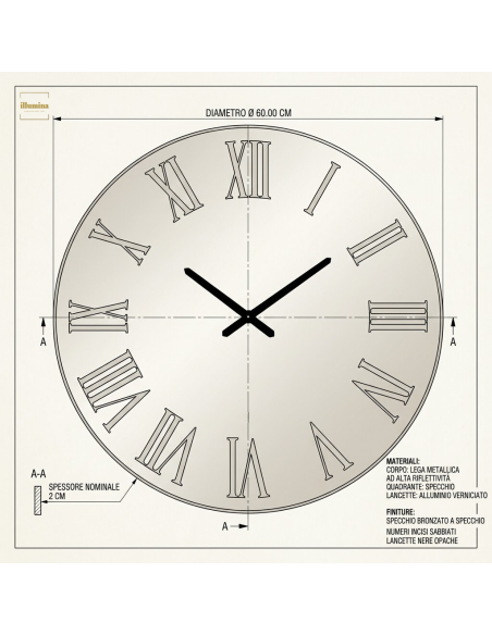 OROLOGIO VEGA BRONZO SPECCHIATO 60CM