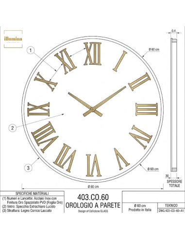 OROLOGIO MIRA SPECCHIATO 60 CM
