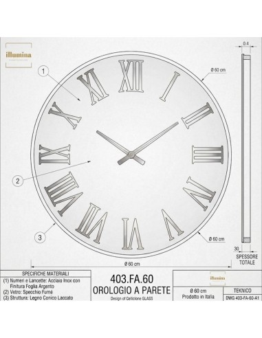OROLOGIO MIRA FUME' SPECCHIATO 60CM