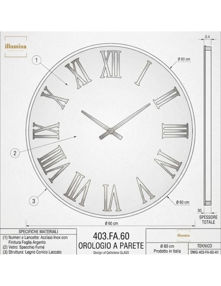 OROLOGIO MIRA FUME' SPECCHIATO 60CM