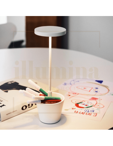 LAMPADA DA TAVOLO RICARICABILE POLDINA REVERSO BIANCO