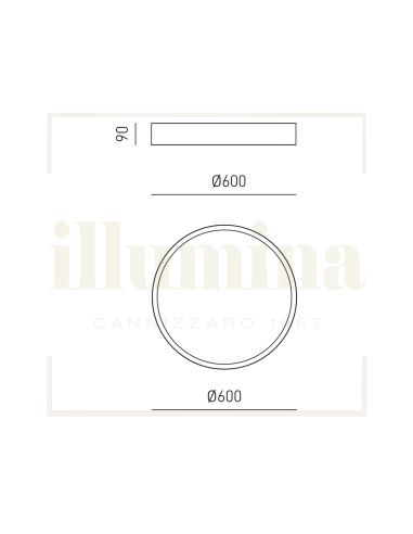 PLAFONIERA AVA NERA 60CM