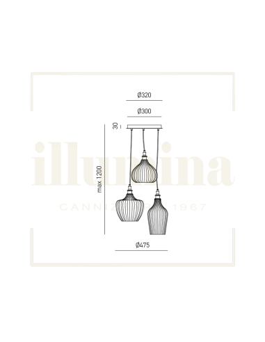 COMPOSIZIONE CLEOFE X 3 AMBRA OCRA COBALTO