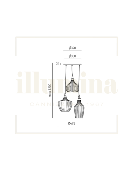 COMPOSIZIONE CLEOFE X 3 AMBRA OCRA COBALTO