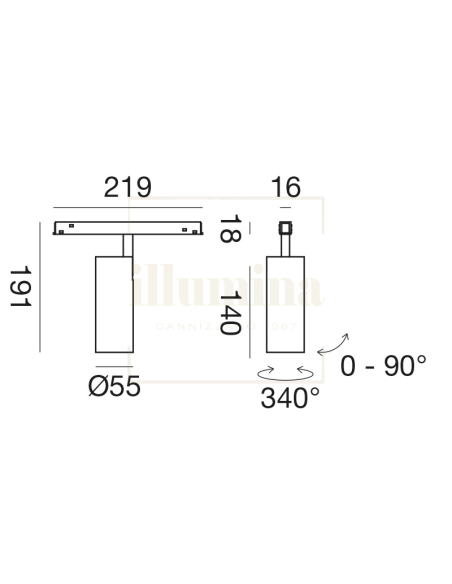 SPOT ORIENTABILE PER BINARIO GFA1351