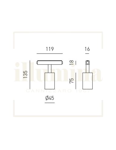 MINI SPOT MODENA SP/P BIANCO PER BINARIO