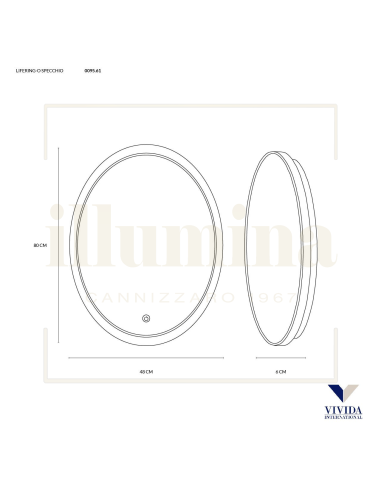 SPECCHIO LIFERING-O 80 BIANCO OVALE