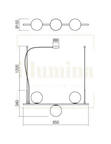 SOSPENSIONE TALIS 01-1634 3XE27 BRONZO SPAZZOLATO