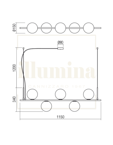 SOSPENSIONE TALIS 01-1635 5XE27 BRONZO SPAZZOLATO